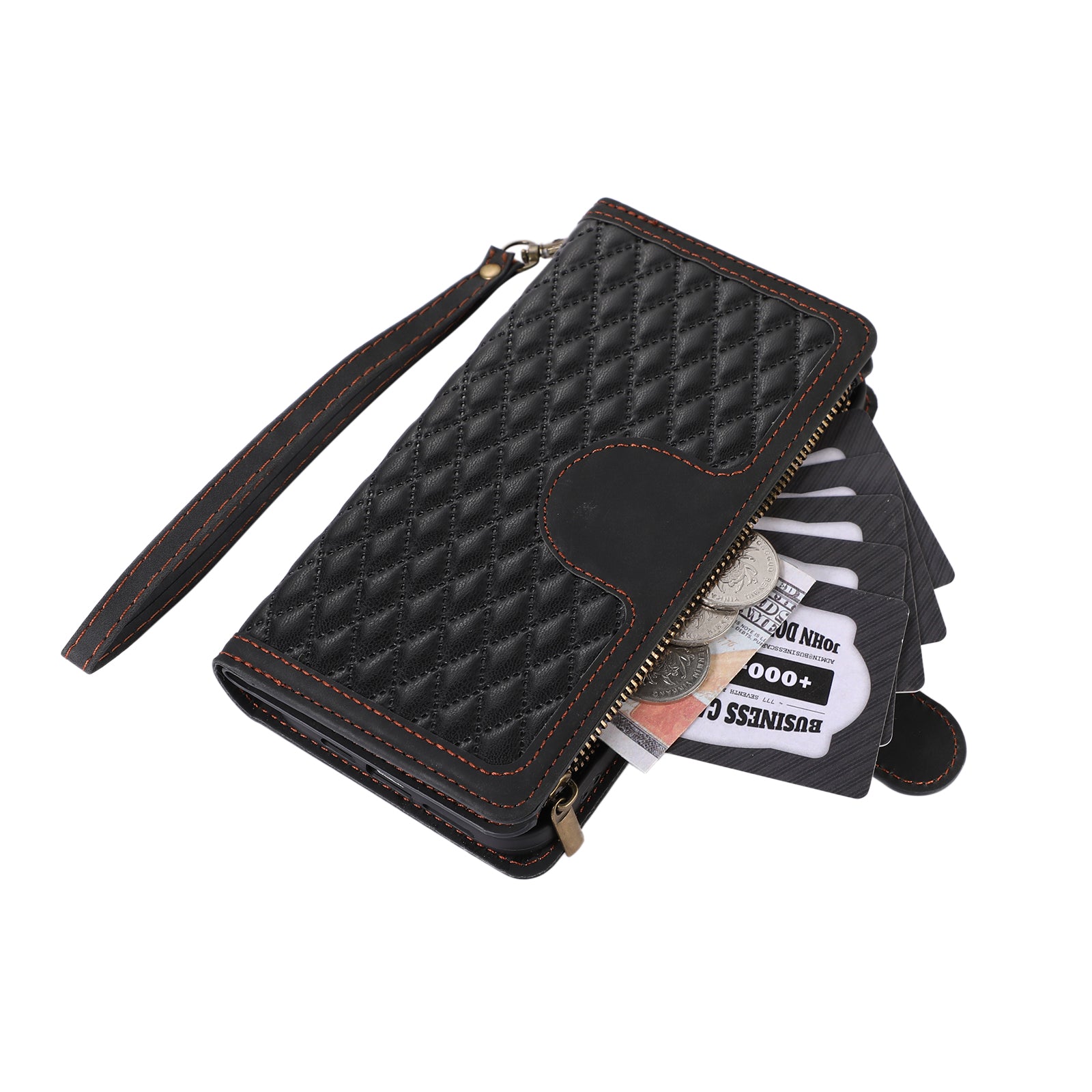 For iPhone 12 12 Pro 6.1 inch Zipper Pocket Leather Protective Shell Wallet Stand Phone Case with 9 Card Slots For iPhone 12 12 Pro 6.1 inch Zipper Pocket Leather Protective Shell Wallet Stand Phone Case with 9 Card Slots